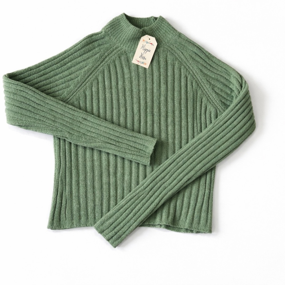 NWT Hippie Rose Sage Green‎ Ribbed Sweater Super Soft Size S